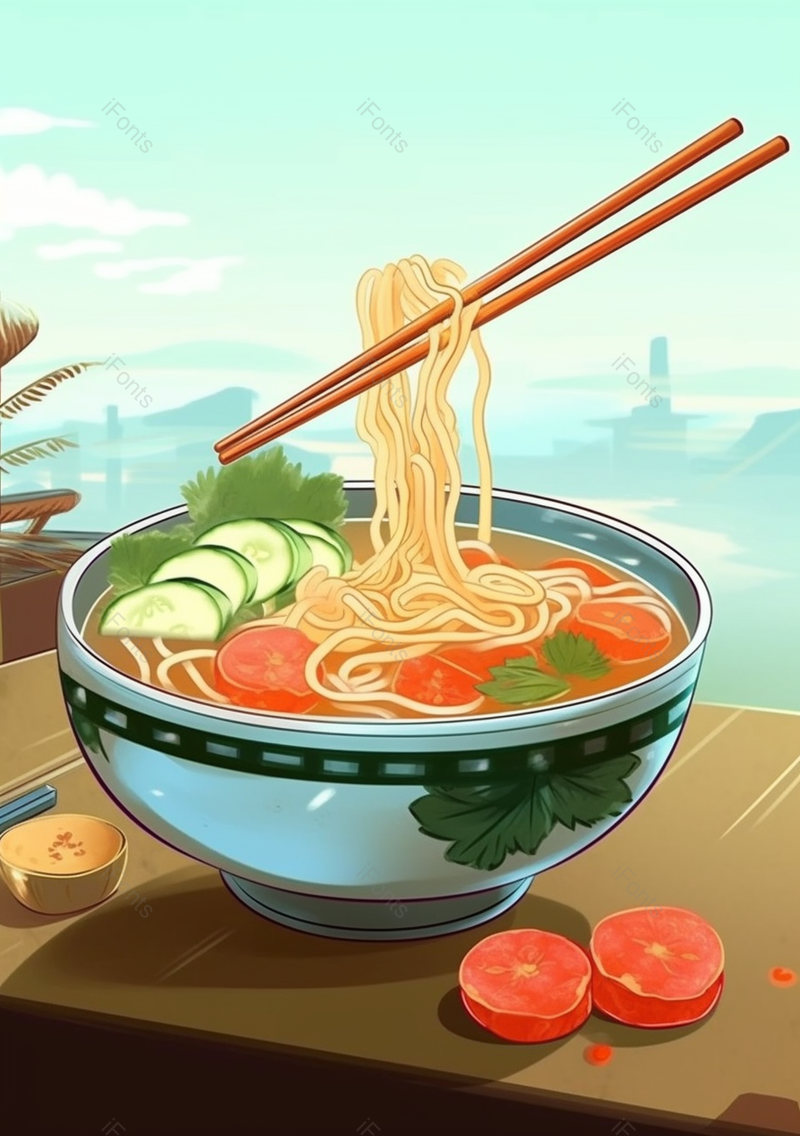 红色番茄面条黄瓜放在桌子上插画,插画/手绘图,插画/手绘图库,插画/手绘图下载,插画/手绘